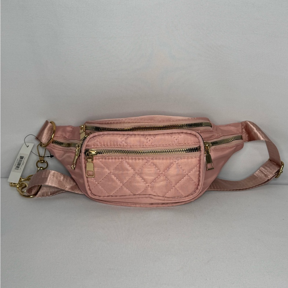 Remi Pink Quilted Belt Bag with Gold Accents - Picture 7 of 7